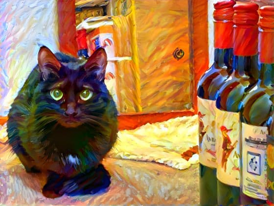 ルノワール風　猫とワインボトル.jpg